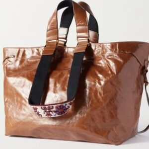 Isabel Marant Tan Leather Tote with Patterned Straps